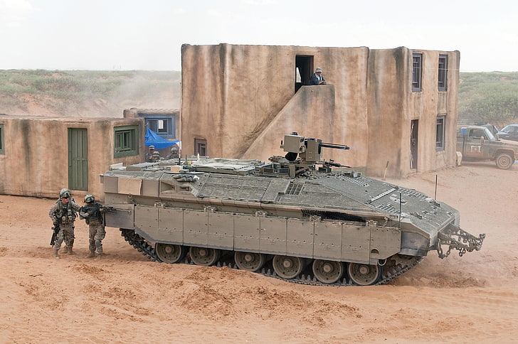 tank, Namer, APC, blank-firing adapter, military, armed forces, HD wallpaper