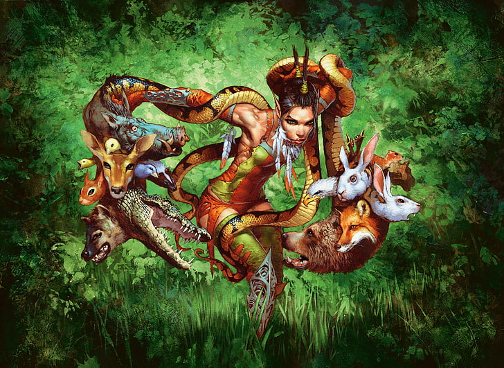 Gamer, Magic: The Gathering, animal wildlife, nature, green color, HD wallpaper