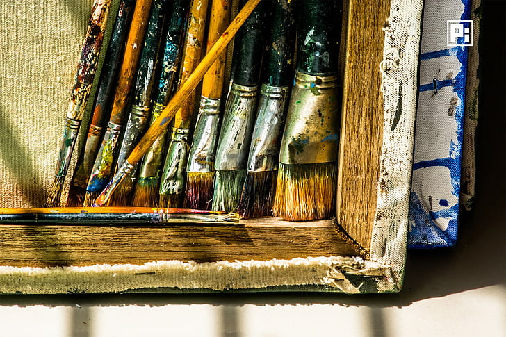 Brushes on Canvas, Artistic, Color, Colorful, Display, Grunge, HD wallpaper