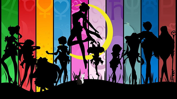 silhouette color of Sailor Moon digital wallpaper, Chibi-Usagi, HD wallpaper