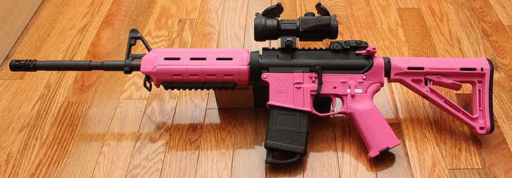 pink, ar15, assault rifle, magpul, HD wallpaper