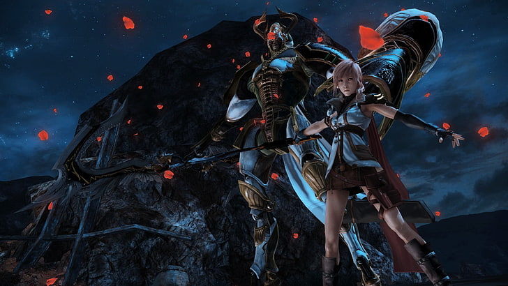 two female anime characters digital wallpaper, video games, Final Fantasy XIII, HD wallpaper