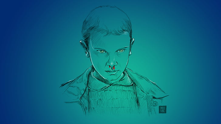 man portrait painting, Stranger Things, Eleven, Millie Bobby Brown, HD wallpaper