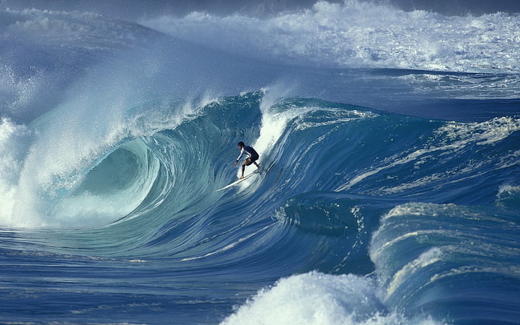 barrel waves, sea, surfers, surfing, men, sport, sports, adventure, HD wallpaper