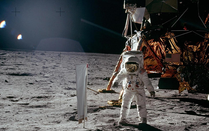 Apollo 11 Moon Landing, astronaut, 3D, Space, night, protection, HD wallpaper