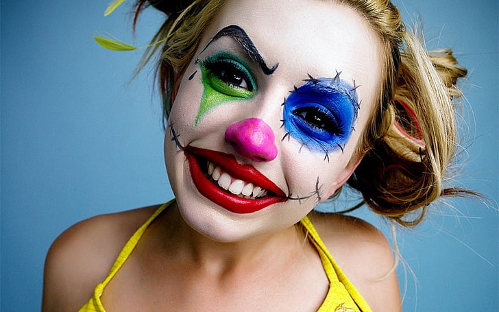 Porn Star Lexi Belle Clown - HD wallpaper: blue background, women, face, clowns, pornstar, Lexi Belle |  Wallpaper Flare