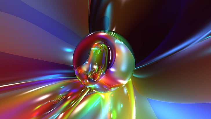 bright, 3d, digital art, ball, colorful, glass