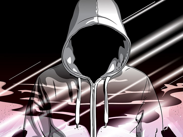 anime character wearing hoodie wallpaper, vector, shiny, metal