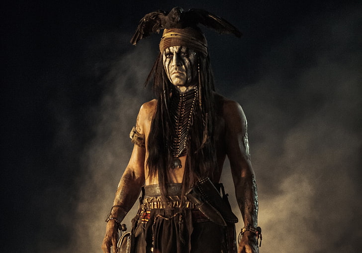 Johnny Depp, bird, eagle, man, actor, Indian, The Lone Ranger, HD wallpaper