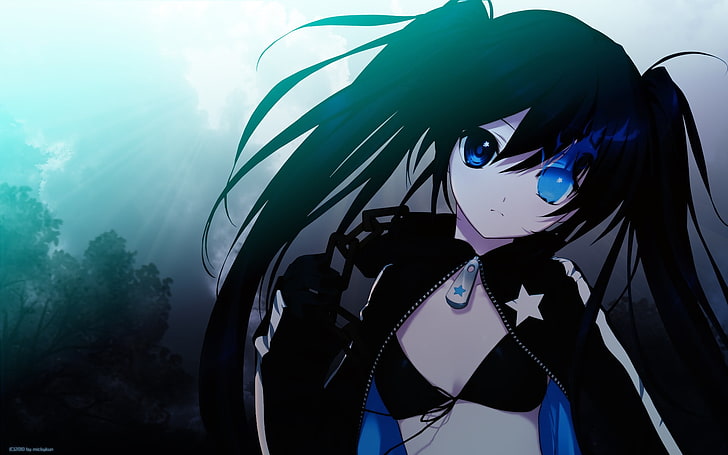 black-haired pony-tailed anime character, Black Rock Shooter, HD wallpaper