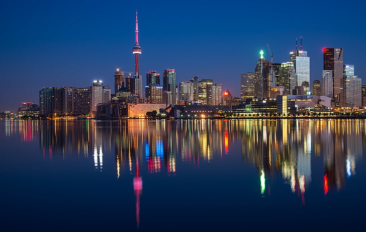 Downtown, Skyline, 5K, Toronto, Island, Skyscrapers, Cityscape