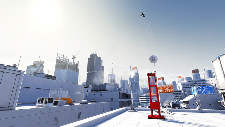 white panted buildings, Mirror's Edge, video games, building exterior, HD wallpaper