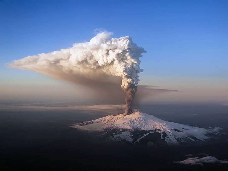 Etna, Volcano, Sicily, Italy, white mountain, Nature