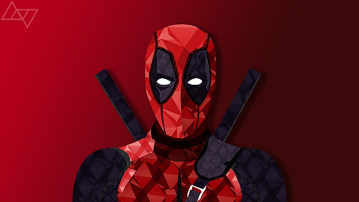 Marvel Deadpool clip art, comics, digital art, low poly, red, HD wallpaper