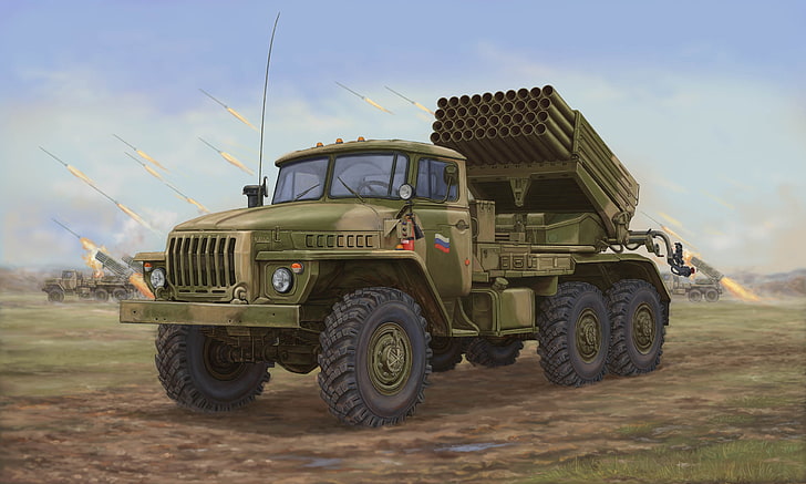 green camouflage missile luncher vehicle, art, artist, Russia