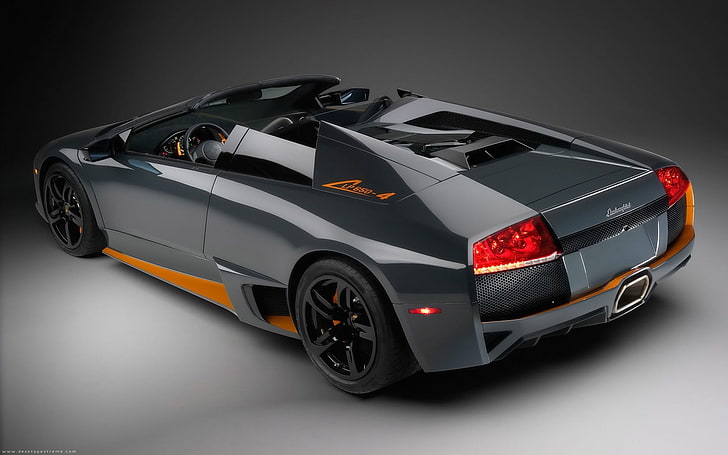 gray and orange Lamborghini Murcielago, car, Lamborghini Murcielago LP650-4 Roadster