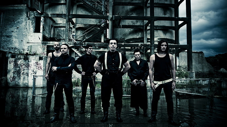men's black tank top, Rammstein, music, band, young adult, architecture, HD wallpaper