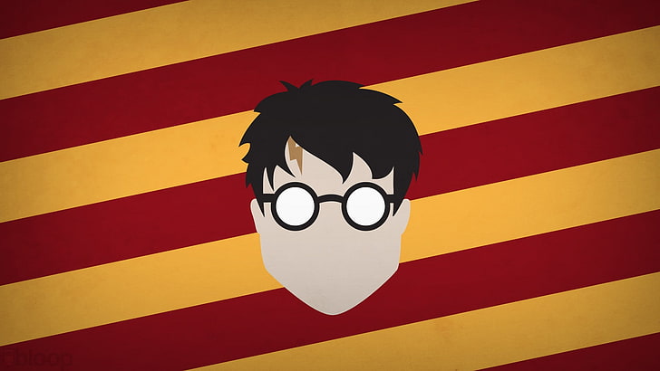 Harry Potter icon, hero, wizard, stripes, Blo0p, minimalism, red