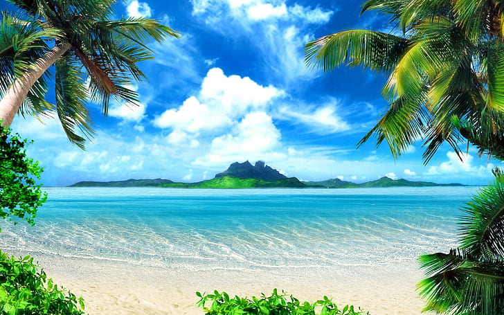 Tropical Beach Background, nature, HD wallpaper