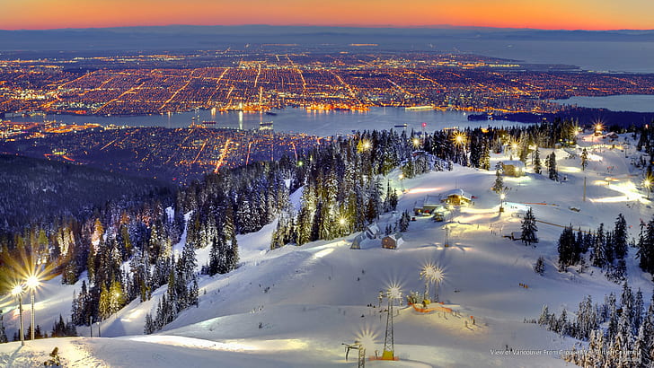 View of Vancouver From Grouse Mtn., British Columbia, Winter
