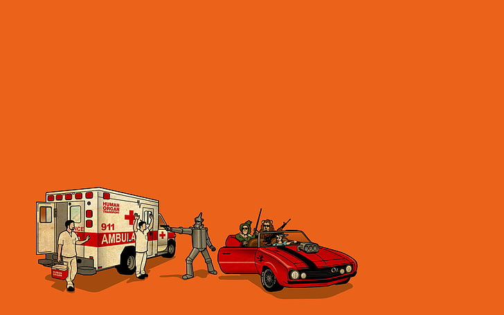 Wizard of Oz hi-jacking ambulance graphic wallpaper, The Wizard of Oz, HD wallpaper