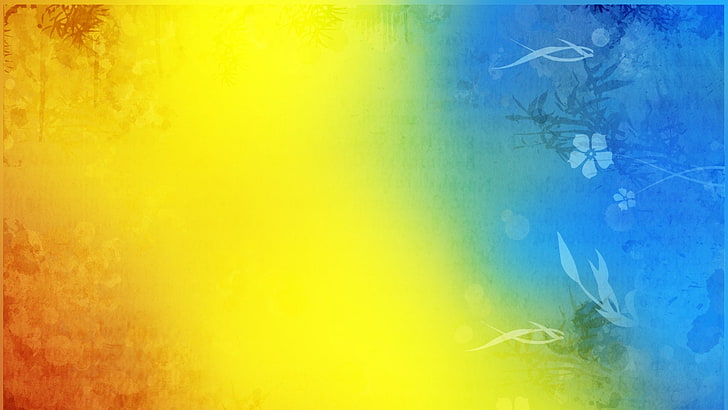 abstract, digital art, colorful, blue, orange, yellow, multi colored
