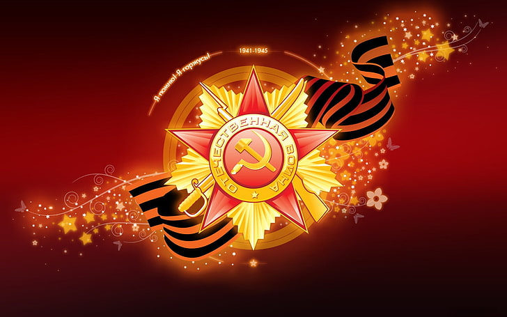 red star logo, vector, May 9, victory day, St. George ribbon, HD wallpaper