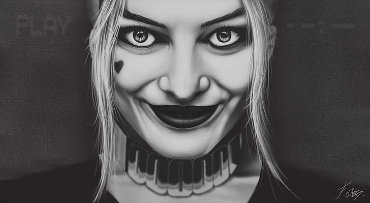 Girl, Face, Eyes, Fantasy, Art, Harley Quinn, Illustration, HD wallpaper