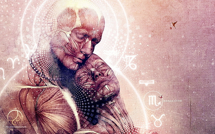 skinless man and woman illustration, Cameron Gray, spiritual, HD wallpaper