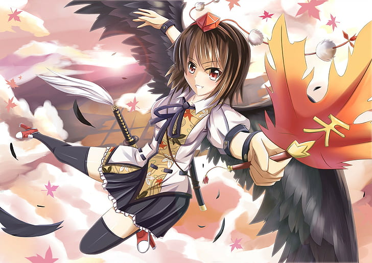 Anime Girls, Touhou, Wings, Shameimaru Aya, 2480x1754, HD wallpaper