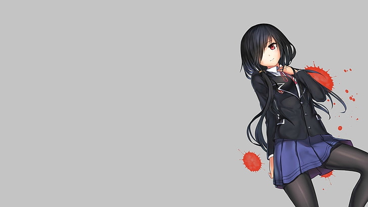 black haired female anime character, Date A Live, Girl, Kurumi Tokisaki, HD wallpaper