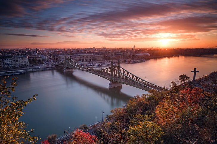 Budapest, cityscape, sunlight, Hungary, architecture, sky, water