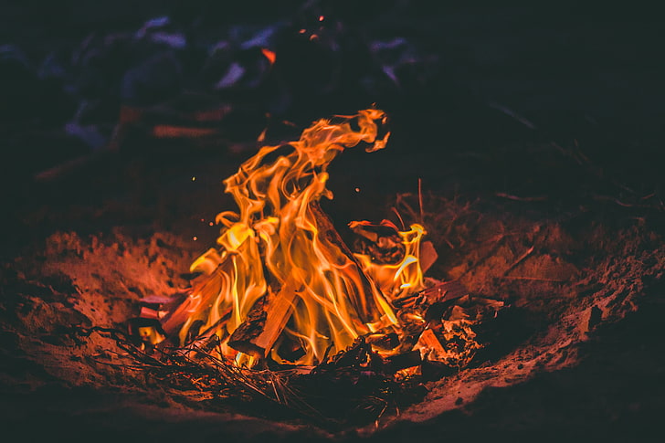 bonfire illustration, firewood, flame, fire - Natural Phenomenon, HD wallpaper