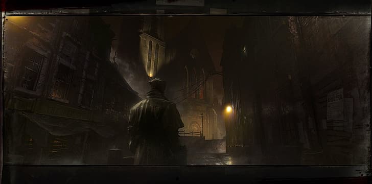 Vampyr, video game art, Gothic, dark, mist, London, city