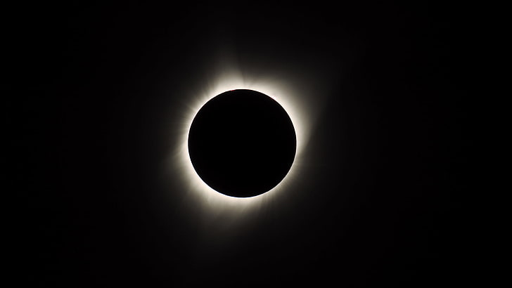 photography, monochrome, Sun, sun rays, Moon, solar eclipse