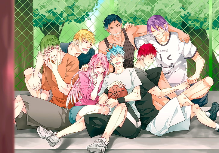 kuroko no basket, anime boys, tetsuya, satsuki, group of people, HD wallpaper