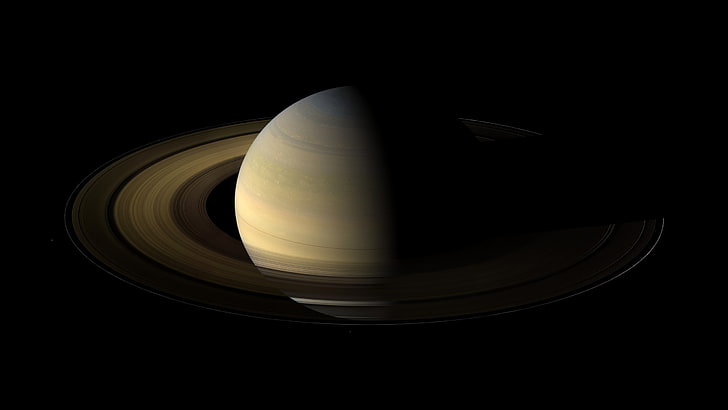 Saturn planet, space, universe, NASA, black background, minimalism