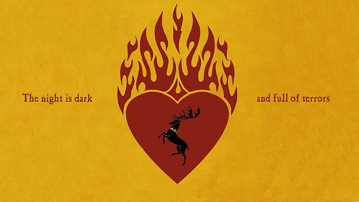 The Night is dark logo, Game of Thrones, text, yellow, communication