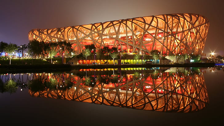 Bird's Nest Stadium Beijing China HD, world, travel, travel and world, HD wallpaper
