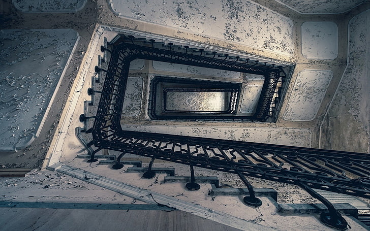 black metal stairway railings, building, architecture, built structure, HD wallpaper