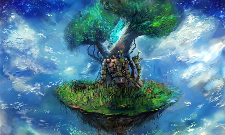 leafed tree illustration, Studio Ghibli, Castle in the Sky, anime