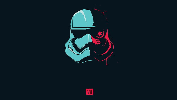 teal and red Star Wars Stormtrooper vector art, photo of white and red storm trooper