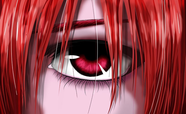Elfen Lied, red eyes, anime girls, Nyu, human body part, close-up, HD wallpaper