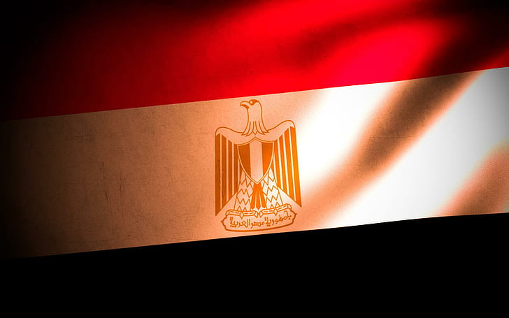 Flag of Egypt, gold eagle logo, digital art, 1920x1200
