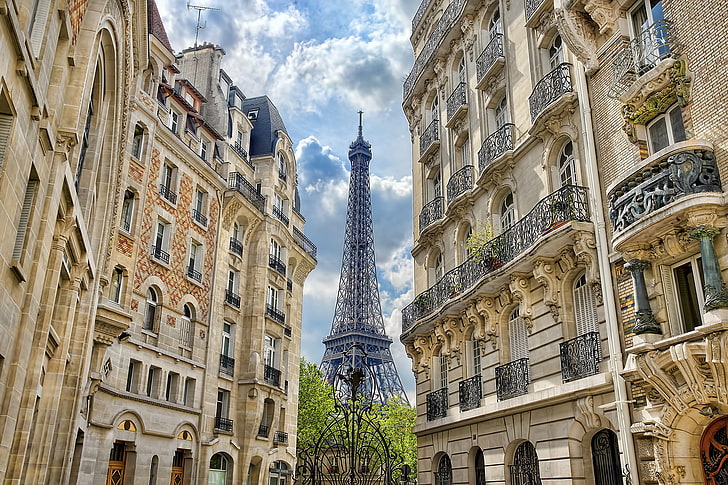 Eiffel tower, Paris, France, building, home, gate, architecture, HD wallpaper