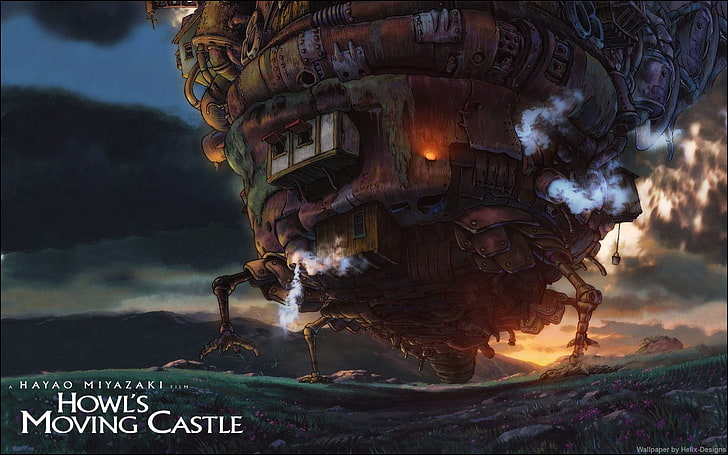 digital wallpaper of Howl's Moving Castle, anime, Studio Ghibli, HD wallpaper