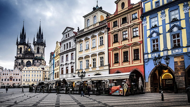 czech republic, europe, street, prague, building, evening, old town square