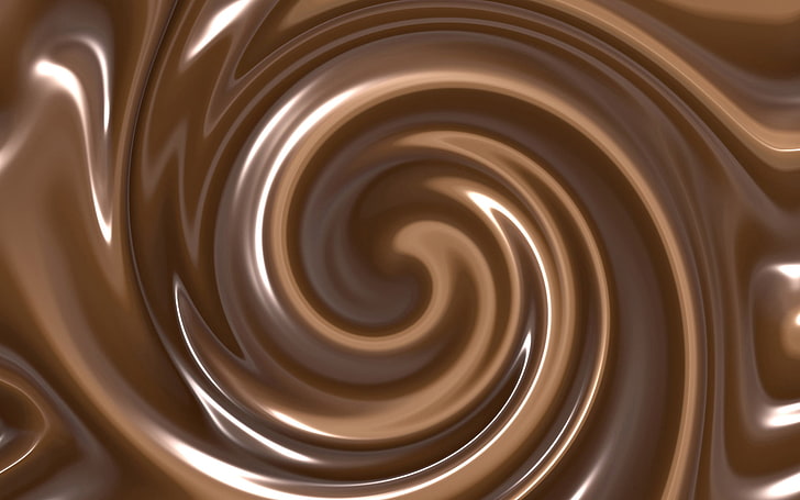 brown swirl vector art, chocolate, liquid, tasty, sweet, backgrounds, HD wallpaper