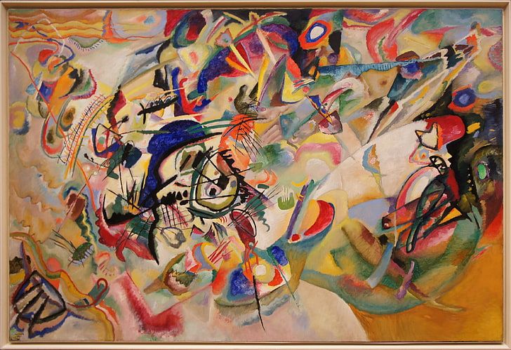 multicolored abstract painting, Wassily Kandinsky, classic art, HD wallpaper