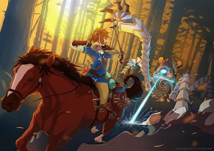 man riding a horse cartoon digital wallpaper, video games, artwork